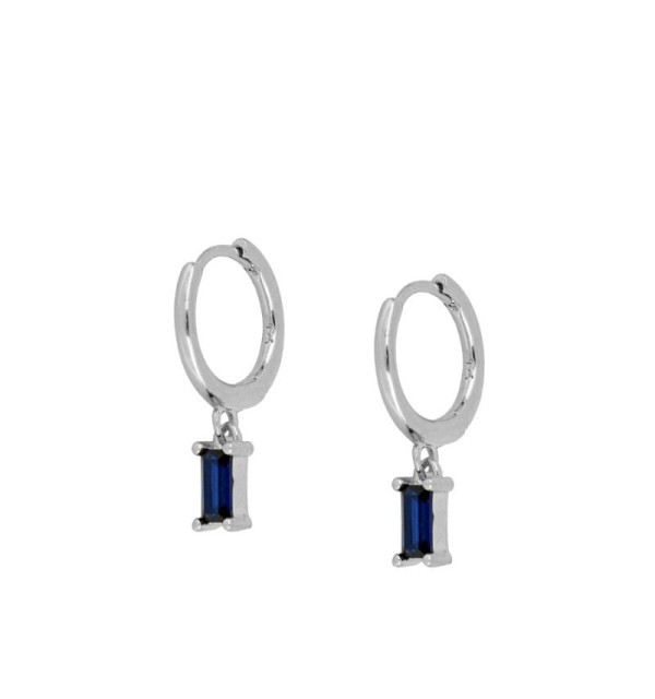 EARRING ZENITH BLUE HOOPS SILVER | Bymarta.es