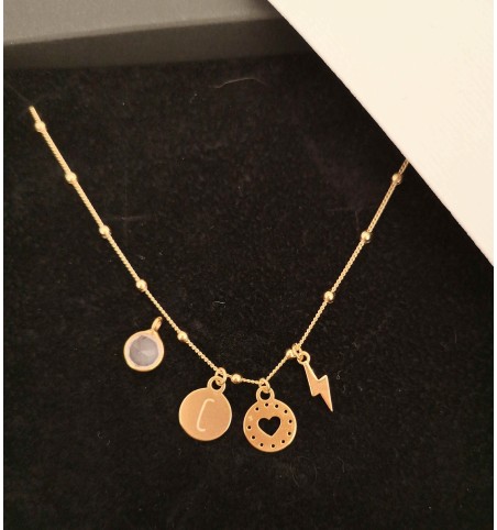 SOFT PINK STONE CHARM GOLD | Bymarta.es