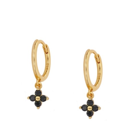 PENDIENTES BLACK MEG HOOPS GOLD | Bymarta.es