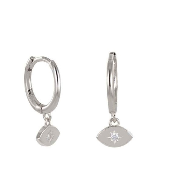 EARRING EYES HOOPS SILVER | Bymarta.es