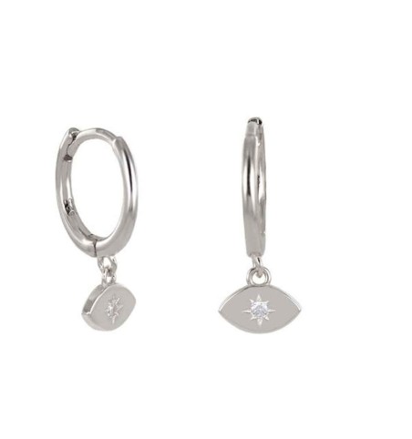 PENDIENTES EYES HOOPS SILVER | Bymarta.es