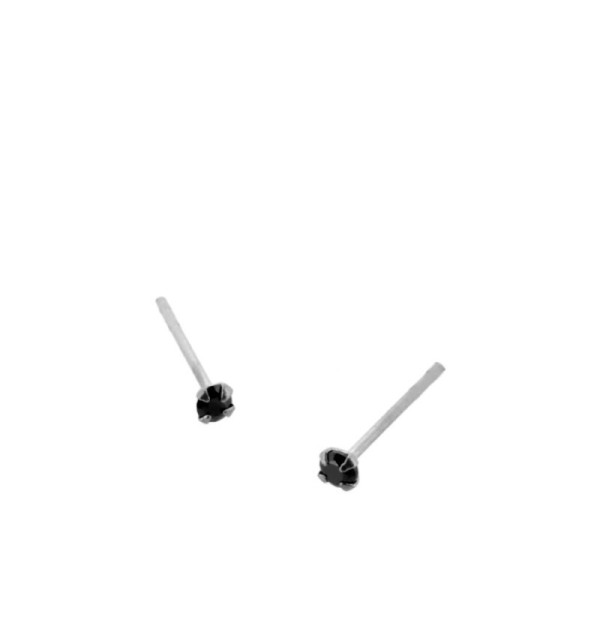 EARRING TINY BLACK SILVER | Bymarta.es