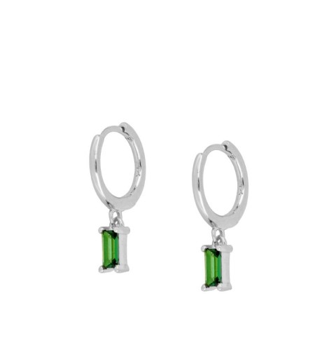 PENDIENTES ZENITH GREEN HOOPS SILVER | Bymarta.es