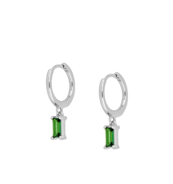 PENDIENTES ZENITH GREEN HOOPS SILVER | Bymarta.es