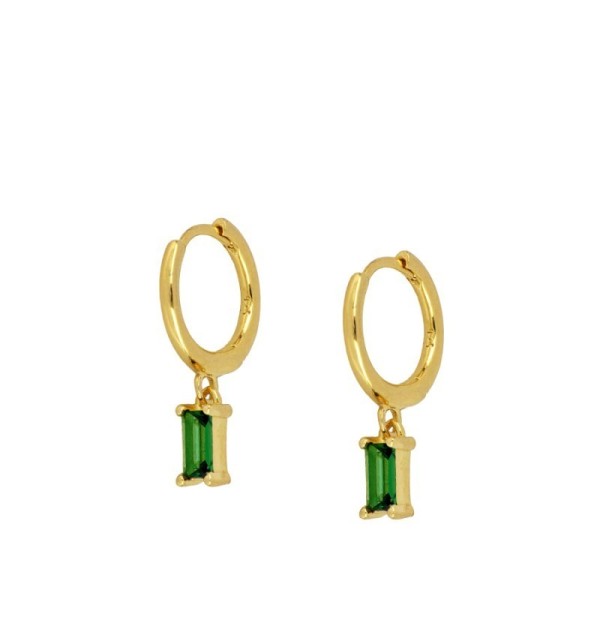 EARRING ZENITH GREEN HOOPS GOLD | Bymarta.es
