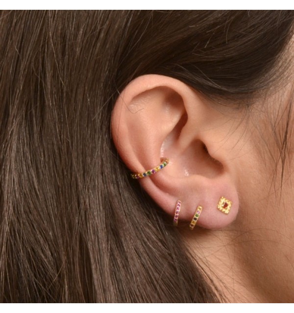 ear cuff rainbow gold | Bymarta.es