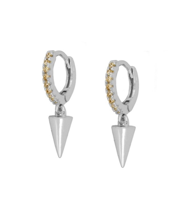 EARRING CONE CHAMPAGNE HOOPS SILVER | Bymarta.es