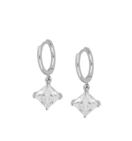 PENDIENTES MARIEL WHITE HOOP SILVER | Bymarta.es