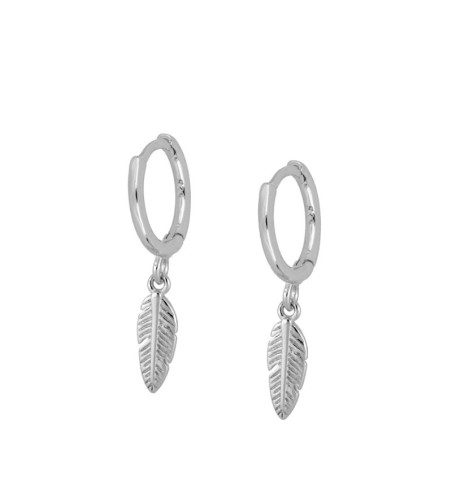 EARRING FEATHER HOOPS SILVER | Bymarta.es