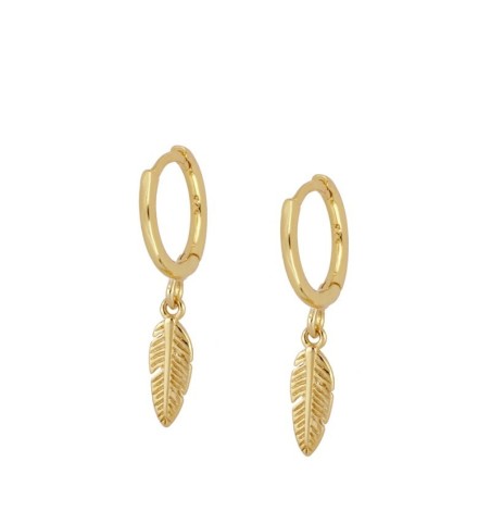 EARRING FEATHER HOOPS GOLD | Bymarta.es