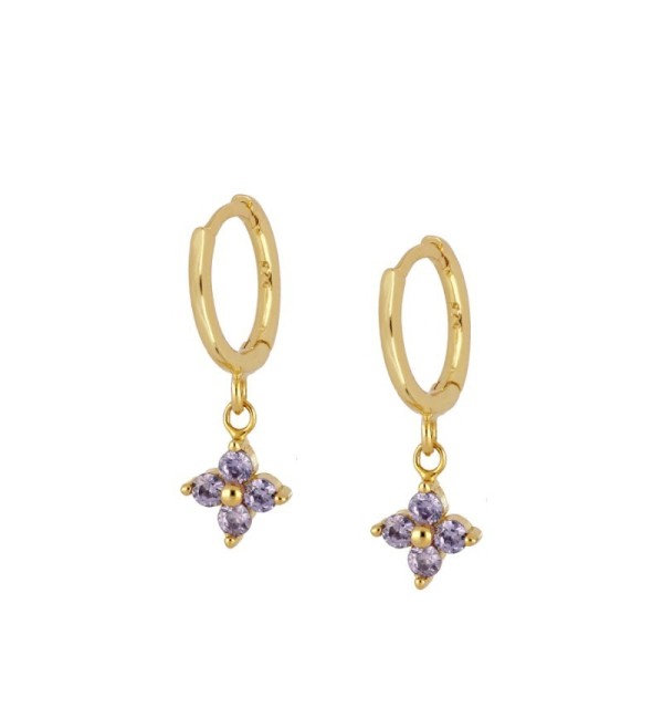 EARRING LILAC MEG HOOPS GOLD | Bymarta.es