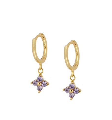 EARRING LILAC MEG HOOPS GOLD | Bymarta.es