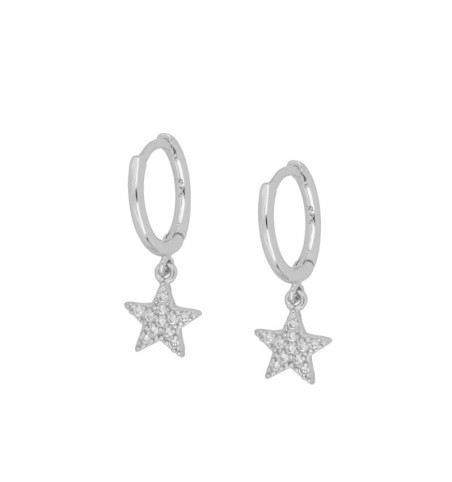 EARRING LIDIA WHITE HOOPS SILVER | Bymarta.es