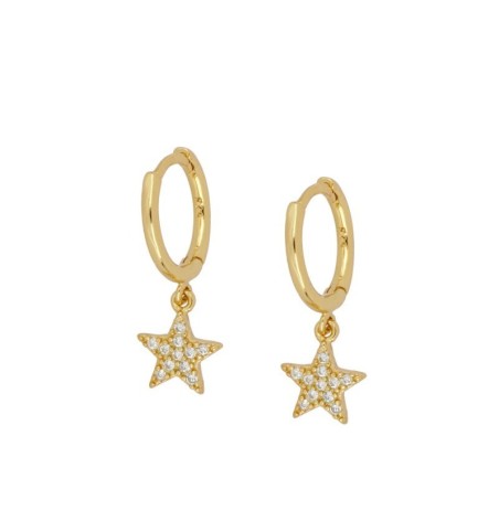 EARRING LIDIA WHITE HOOPS GOLD | Bymarta.es