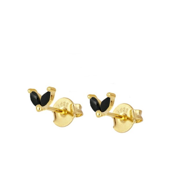 EARRING CELIA BLACK MINIS SILVER | Bymarta.es