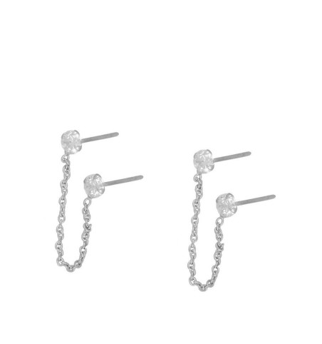 EARRING COUPLE WHITE MINIS SILVER | Bymarta.es