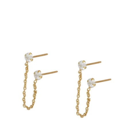PENDIENTES COUPLE WHITE MINIS GOLD | Bymarta.es