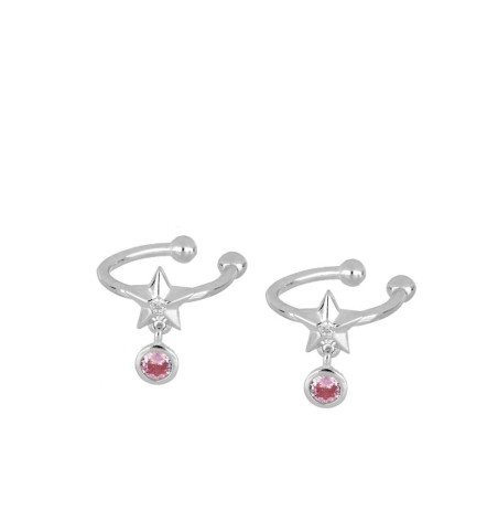 EAR CUFF PINK STAR SILVER | Bymarta.es