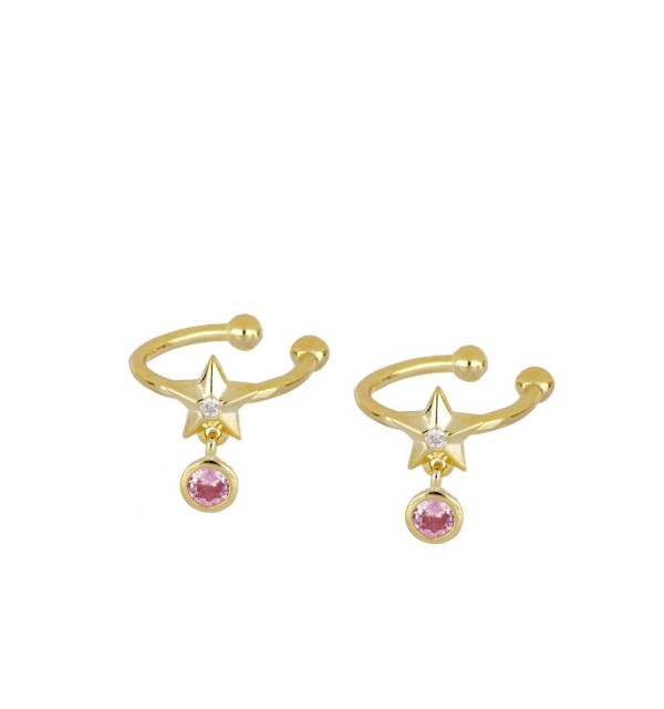 EAR CUFF PINK STAR GOLD | Bymarta.es