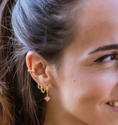 PENDIENTES MARIEL CHAMPAGNE HOOPS GOLD | Bymarta.es