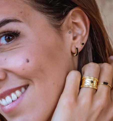 EARRING NORA BLACK SILVER | Bymarta.es