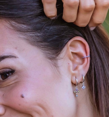 EARRING LILAC MEG HOOPS SILVER | Bymarta.es