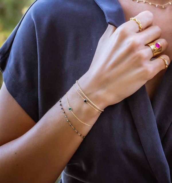 BRACELET SIRAH GREEN GOLD | Bymarta.es