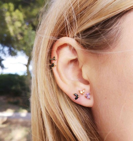 PENDIENTES CELIA BLACK MINIS GOLD | Bymarta.es