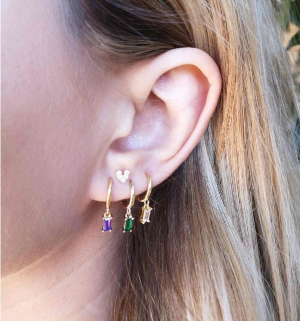 PENDIENTES ZENITH WHITE HOOPS GOLD | Bymarta.es