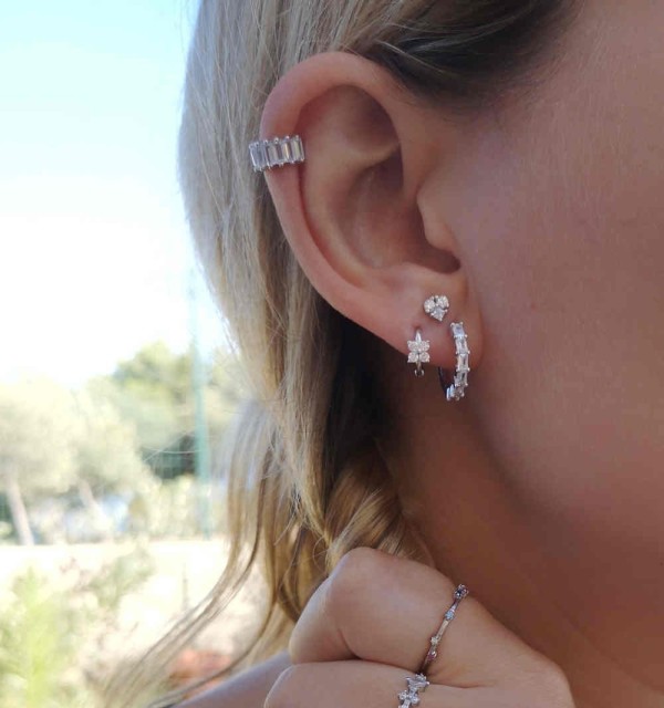PENDIENTES FIONA WHITE SILVER | Bymarta.es