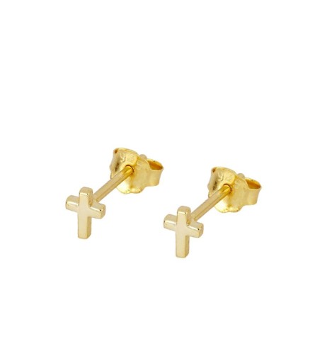 PENDIENTES CRUZ MINIS GOLD | Bymarta.es