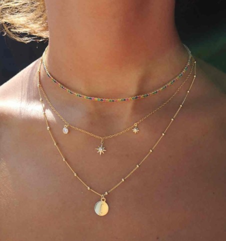 NECKLACE RIVIERA RAINBOW GOLD | Bymarta.es