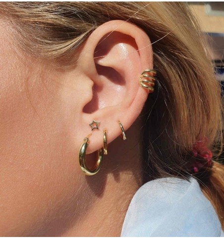 EARRING SIMPLE HOOPS GOLD | Bymarta.es