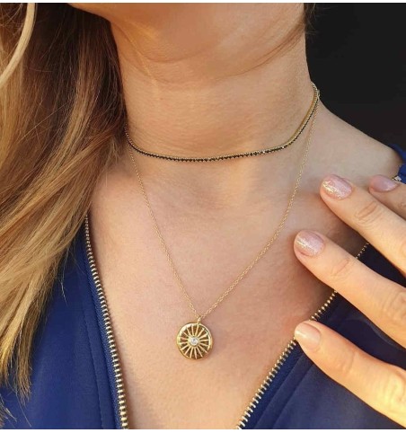 NECKLACE RIVIERA BLACK GOLD | Bymarta.es