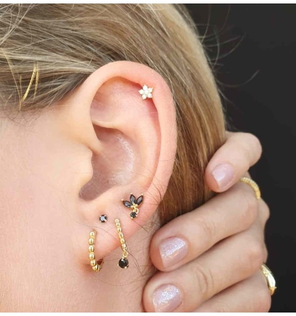 EARRING BLACK ALICE GOLD | Bymarta.es