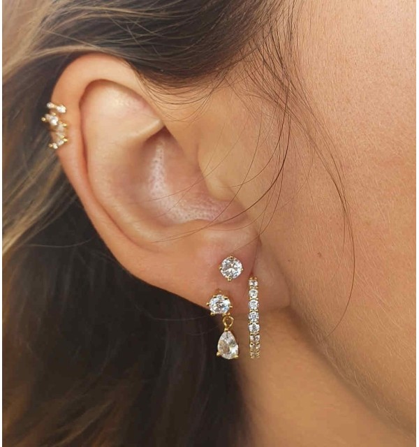 PENDIENTE SOLITARIO PIERCING GOLD | Bymarta.es