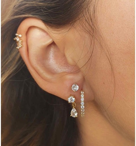 EARRING SOLITARIO PIERCING GOLD | Bymarta.es